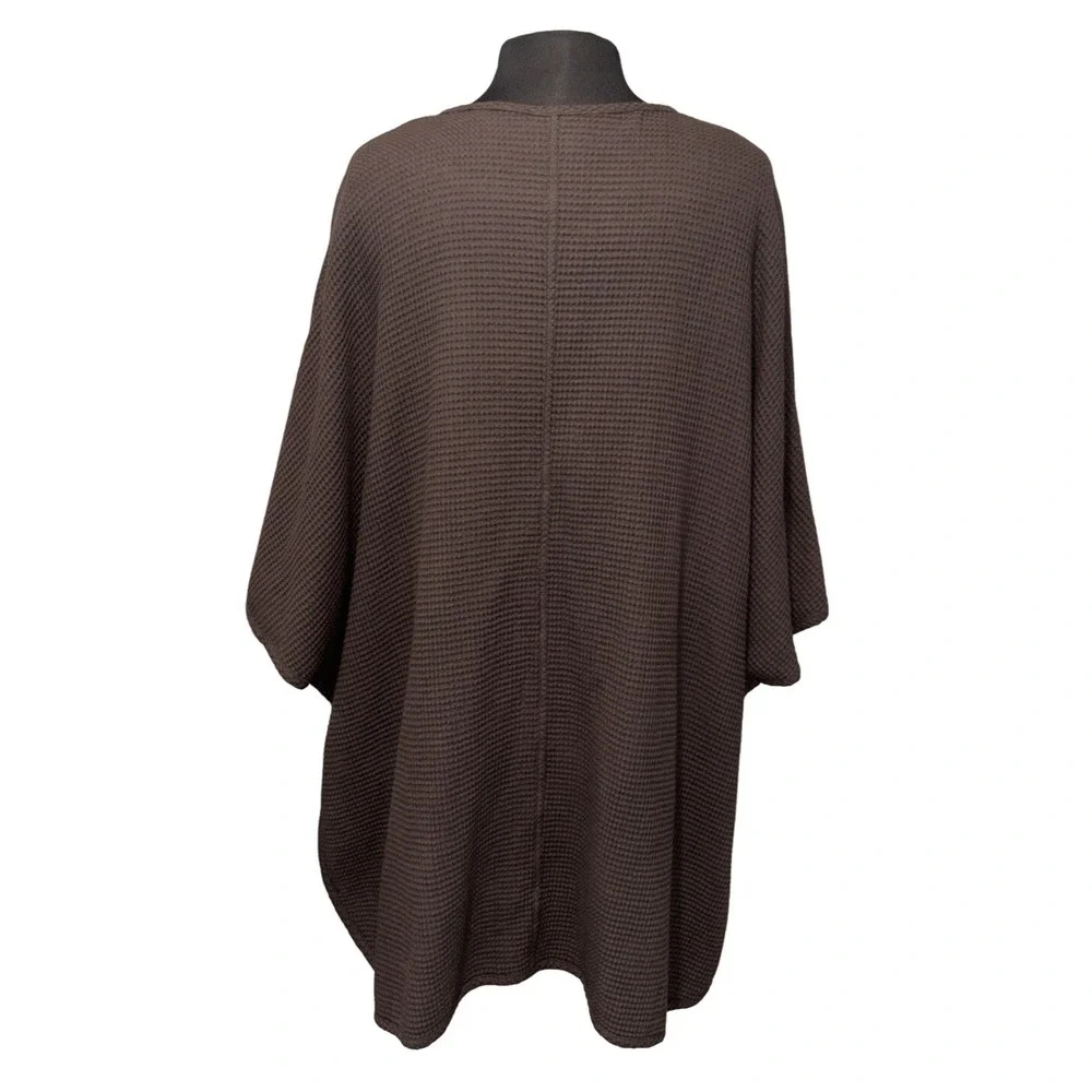 NEW Focus‎ Casual Life Open Cardigan Waffle Size Med Pockets Pre Shrunk Brown - Picture 2 of 9